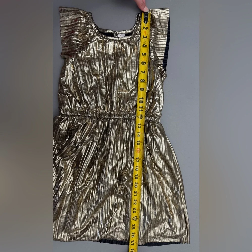 OshKosh B’gosh Girls Gold Metallic Pleated Party Dress Size 8